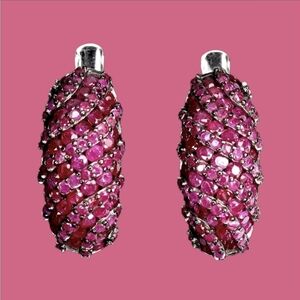 925 Sterling Silver Earrings with Natural Myanmar Ruby Gemstones